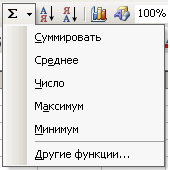 Окно автосуммы