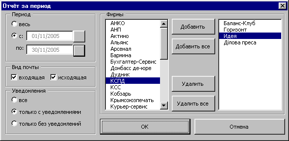 Отчёт за период